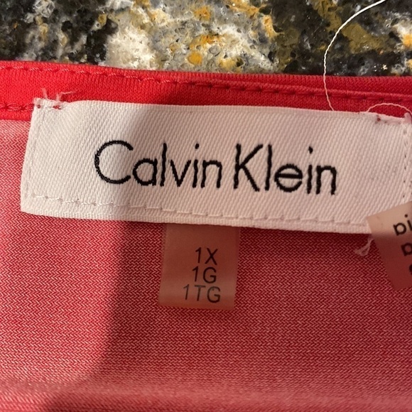 D womens Calvin Klein stretch geometric 3/4 sleeve plus size top 1X - Picture 4 of 4